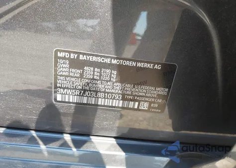 2020 BMW 330I xDrive z USA, uszkodzony, nr VIN 3MW5R7J03L8B10793